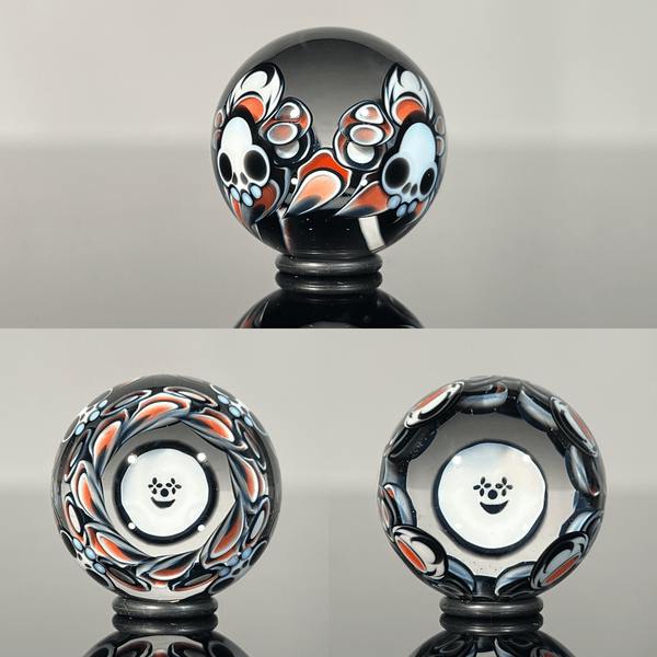 Lil Bear Glass - 2024 25mm Milli w/ Dotstack 4 Skull Marble - The Gallery at VL